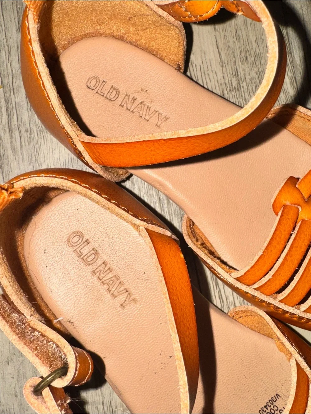 Old Navy Girls Tan Leather-Look Strappy Sandals